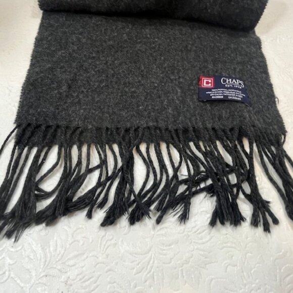 Chaps Fringe Winter Scarf Dark Gray Classic Style 10.25"x65.5" - Picture 4 of 8